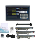 Heavy Duty 3 Axis DRO Kit Featuring Digital Calipers And Precision Linear Encoders For Lathe Milling Machines 5U Scale Digital Readout Setup with display and components.