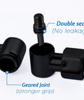 13 Inch Shower Head Extension Arm With Solid Brass Construction, showing matte black geared joint and double seal for no leakage