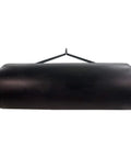 Side view of Tow Behind Poly Lawn Roller With Easy Turn Plug For Quick Fill And Dump 485 lb Capacity 18 By 48 Inch Drum in black.