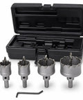 Get Your Shop Ready With This Pro 4-Piece Carbide Hole Saw Kit For Metal Drilling. Includes TCT Cutters From 21 To 42mm Plus Pilot Bits And Case. Perfect For Stainless Steel, Iron, And Aluminum Jobs Without The Hassle Of Bad Cuts Or Dull Tools In Between. 4-piece carbide hole saw kit with case, pilot bits, and hex key for metal drilling
