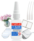 Crystal Clear Glass Adhesive For Cracks And Repairs Heavy Duty Waterproof And Heat Resistant Glue 1.06 oz bottle with accessories