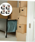 Heavy Duty Adjustable Leveling Casters For Workbenches And Furniture With Smooth Swivel Plate Wheels Load Bearing 360 Rotation next to stacked boxes.