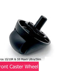 Close-up of black front caster wheel for Roborock S9 MaxV Ultra/Slim robot vacuum, omni-directional wheel accessory