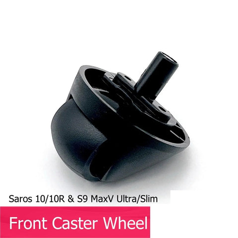Close-up of black front caster wheel for Roborock S9 MaxV Ultra/Slim robot vacuum, omni-directional wheel accessory