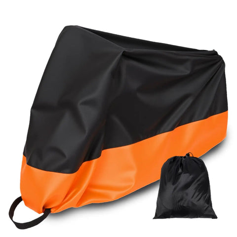 Heavy Duty Outdoor Tricycle And Bicycle Cover For Two Bikes 210D Waterproof Polyester Large 90.5L 37.4W 49.2H Fits Adult Trikes And E Bikes Windproof Dustproof Storage All Weather Outdoor Shield Orange, black and orange storage cover