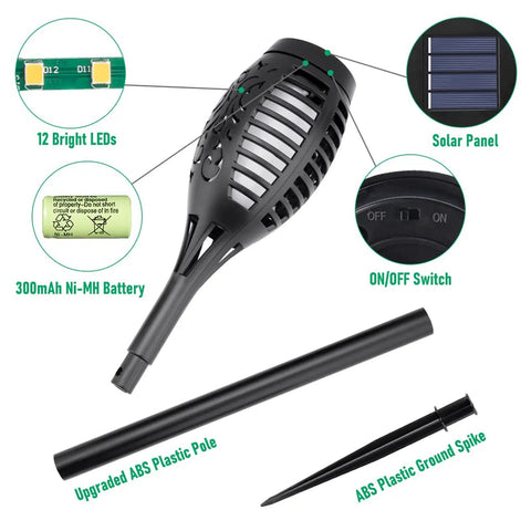 Outdoor Solar Torch Lights With Lit Flickering Flame For Garden Decor 20.5 Inch Tall 12 LED Waterproof Solar Landscape Torches components
