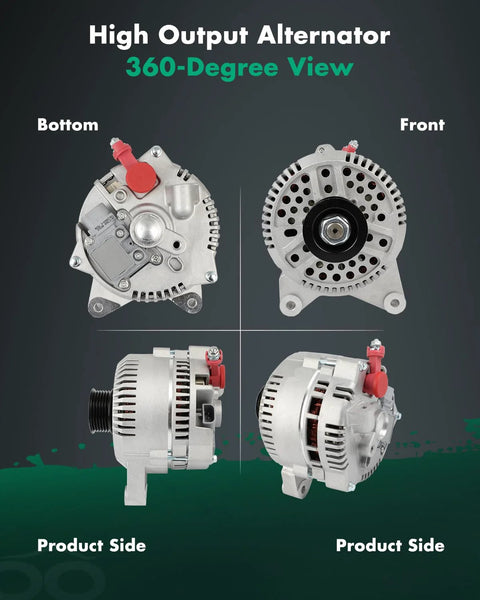 Ford E-150 E-250 E-350 Super Duty Alternator Replacement 2006 2007 2008 12V 150Amp With 6 Groove Pulley CW 23827 6C2T-10300-BA 03G903016GX Direct Fit Replacement Plug N Play