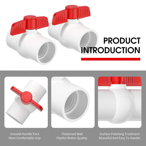 Sixteen Pack Three Quarter Inch PVC Ball Valve With Easy Turn Red T Handle SCH40 Slip PVC Water Pipe Shut Off Valve for outdoor use
