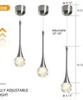 Three Pack 12W Adjustable Led Bubble Glass Orb Pendant Lights For Kitchen Island And Vanity Mounts In Brushed Nickel Finish, modern design