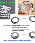 20 Pack Curtain Grommet Kit With 1.7 Inch Inner Diameter Silencer Sliding Brown ABS Grommets shown with connectors for installation.