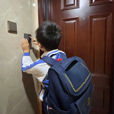 Child using outdoor wall mount key lock box waterproof 10 digit combination push button key keeper near front door