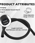 2 Pack 11/32 Inch By 36 Inch Car Brake Booster Vacuum Hose Kit With Clamps, soft rubber, 0.34 in ID, 0.63 in OD, 300 PSI