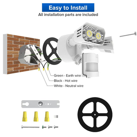 Ultra Bright LED Security Lights With Adjustable Dual Head Motion Sensor, 1800 Lumens, 5000K Daylight, 18W (150W Equivalent), Waterproof Outdoor Floodlights For Wide Coverage And Night Safety