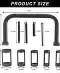 Valve Spring Compressor C Clamp Service Kit dimensions and components displayed with extension rods and adapters