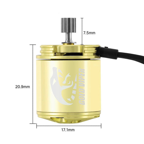 Gold Viper 1721 Brushless Motor 2800KV For One Twenty Four SCX24 Upgrade dimensions shown 17.1x20.9mm
