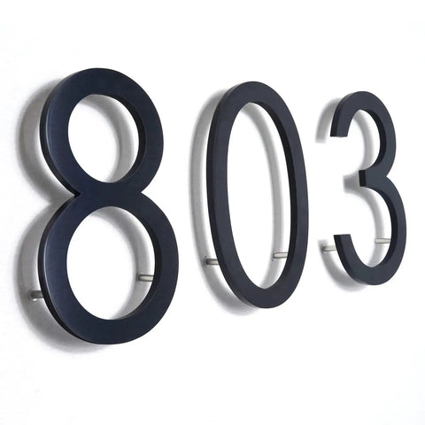 8 Inch Floating House Number 1 Easy To Read From Street Modern Metal Mount, black metal digits with floating mount view