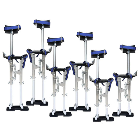 Six Easy Adjust Drywall Stilts For Painting And Cleaning, 15 to 23 inches, ultra lightweight aluminum with secure straps and rubber soles