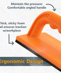 Close-up of the ergonomic handle and non-slip pad on Two Pack Push Block With Ergonomic Handle And Non Slip Pad For Table Saw Router Table Bandsaw And Jointer Woodworking Safety Tool Set For Secure Material Control Premium Woodworking Safety Accessories For Precise Cuts And Safer Operation.