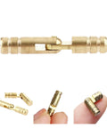 10 Pack Copper Barrel Hinges For Cabinets Hidden Concealed Brass Hinges with detailed view of hinge and finger holding hinge