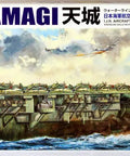 Box cover illustration of One Seven Hundred Scale IJN Amagi Aircraft Carrier Plastic Watercraft Model Kit showing detailed deck and planes.