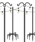 Two Pack String Light Poles With Seven Prong Steel Construction Includes Two Hooks And Fence Brackets for outdoor lighting