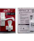Packaging of White Storm Door Lever Handle With Surface Mount Hardware Georgian Style Lever For Wood Metal Or Vinyl Doors