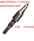 Pro Grade Archery Field Points 5/16 Inch 125 Grain Stainless Steel Screw-In Tips Close-up of Single Tip