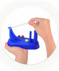 Hands On Inertia Demonstrator For Newtonian Mechanics Physics Lab Equipment Newtons Law Of Motion Teaching Tool Mechanical Plastic Lab Gear For Experiments Student Friendly Demonstration Instrument held in hands with blue base and pendulum