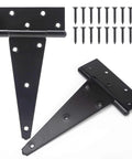10 Inch T Strap Heavy Duty Door Hinges Black Tee Hinge For Wood Fences Gardens Barn Doors And Gates Rustproof 1/8 Inch Thick Steel