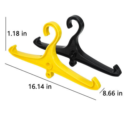 Yellow and black Heavy Duty Scuba Gear Hanger Set for Regulators and BCDs, Wetsuits, and Drying Racks with DIN Yoke Thread, 2 Pack