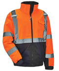 Hi Vis Winter Bomber Jacket With Reflective Quilted Insulation Class 3 Type R Wind And Water Resistant Orange Large