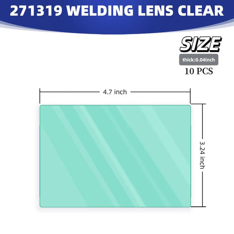 Clear Inside Cover Lens 271319 Kit 10 Pack Compatible With Digital Infinity Series Welding Helmets size dimensions diagram