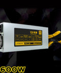 Heavy Duty 3600W Mining Power Supply For Multi GPU Rigs And Industrial Miners 180 To 265V Switching PSU With Metal Housing Quiet Operation Built Tough For Stable Power And Safety, silver metal PSU with cables