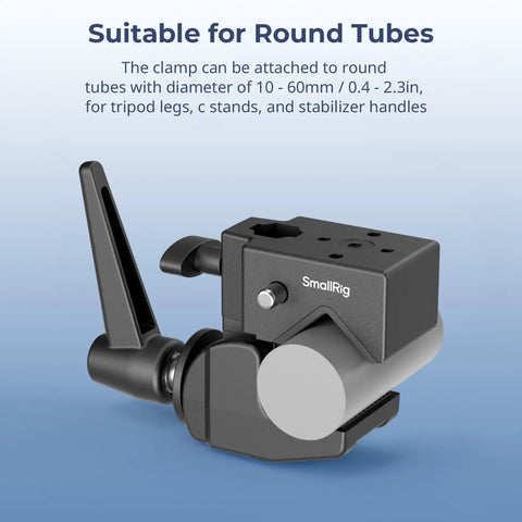 Beefy Heavy Duty Super Clamp Kit 2-Pack for Cameras Microphones Monitors and Lighting Gear on round tube