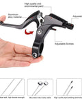Hand holding brake lever from All In One Mechanical Bike Disc Brake Kit With Front And Rear Calipers Two 160mm Rotors Cables Levers And Mounting Screws Red BB7 Style System No Hassle Plug And Play Ready To Ride