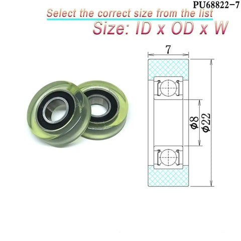 Heavy Duty PU Vending Machine Bearing Roller Polyurethane Pulley Fits 6mm Bore 22mm Diameter with detailed dimensions