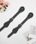 Two Pieces Handmade PU Leather Spur Straps For Western Riding With Adjustable Buckle Double Ply Reinforced Stitching Black Spurs