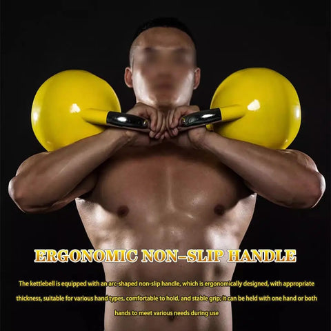 16Kg Yellow Competitive Kettlebell For Women And All Levels, Beast Mode Strength Training Gear, Electroplated Steel, erg handle