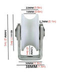 Front view of Groove Track Wheel Sliding Door Roller Smooth Glide Heavy Duty Barn Door Casters 304 Stainless Steel Bracket.