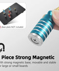 Close-up of blue magnetic base from Magnetic PCB Holder Set For Soldering Six Piece Hands Free Work Station.
