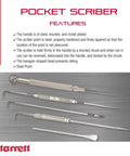 Steel Pocket Scriber With Hex Head And Knurled Nickel Plated Handle, Two And Seven Eighths Inches Long, displayed with features highlighted