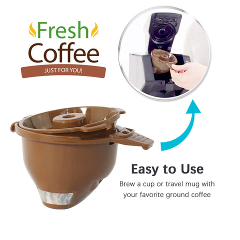 Brown plastic two-pack single-serve ground coffee brew basket for Hamilton FlexBrew; includes lid.