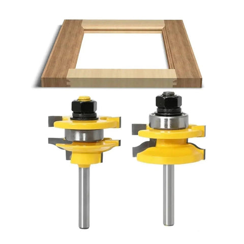 Solid 3-Piece Rail And Stile Router Bit Set With Ogee Door Knife And Tenon Cutter, 6mm shank carbide bits for cabinet making.
