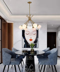 Modern dining room with Six Light Sputnik Pendant Light Modern Mid Century Chandelier Semi Flush Mount Ceiling Fixture Industrial Vintage Dope Gold Finish For Foyer Bedroom And Dining Room Rotatable Arms For Custom Shape And Easy Install With E26 Base