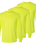 High Visibility Long Sleeve Construction Work Shirts For Men 3 Pack In Safety Yellow XX Large Size Durable Job Site Wear