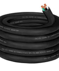 Rugged 25 Foot 12 Awg Soow Cable Portable Power Cord 12 3 Conductor 600 Volt 20 Amp coiled black heavy-duty electrical wire