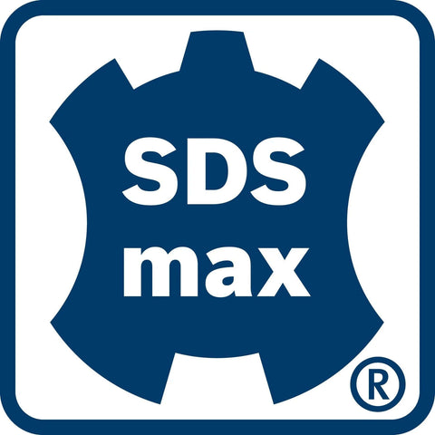 SDS max logo badge with blue gear-shaped emblem on white background.