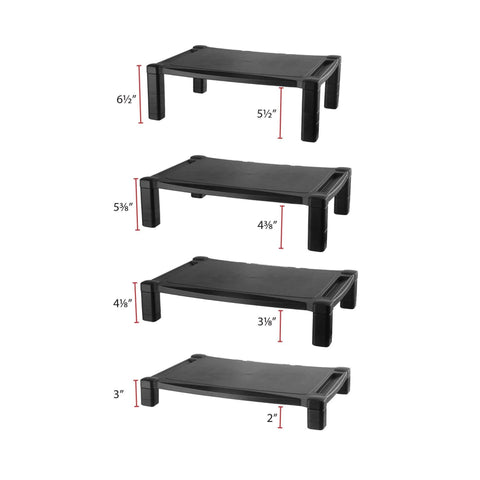 Extra Wide Monitor And Laptop Stand With Height Adjustable From 3 To 6.5 Inches, 20 By 13.25 Inch Platform, Sturdy Black Desk Accessory