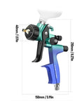 Professional Pneumatic HVP Spray Gun With 1.3 Mm Nozzle And 600 Ml Cup side view showing adjustable settings and measurements.
