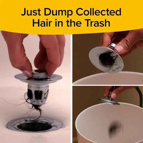 Heavy Duty Slick Universal Sink Stopper Replacement Chrome Bath Plug Bathroom Upgrade No Sweat Quick Install fits hair in trash.